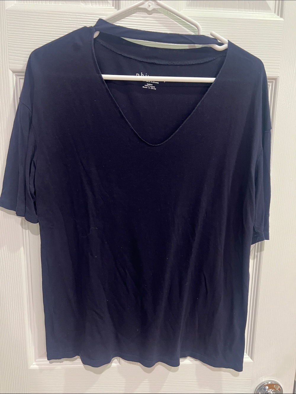 Philosophy Navy V-Neck Short Sleeve Top